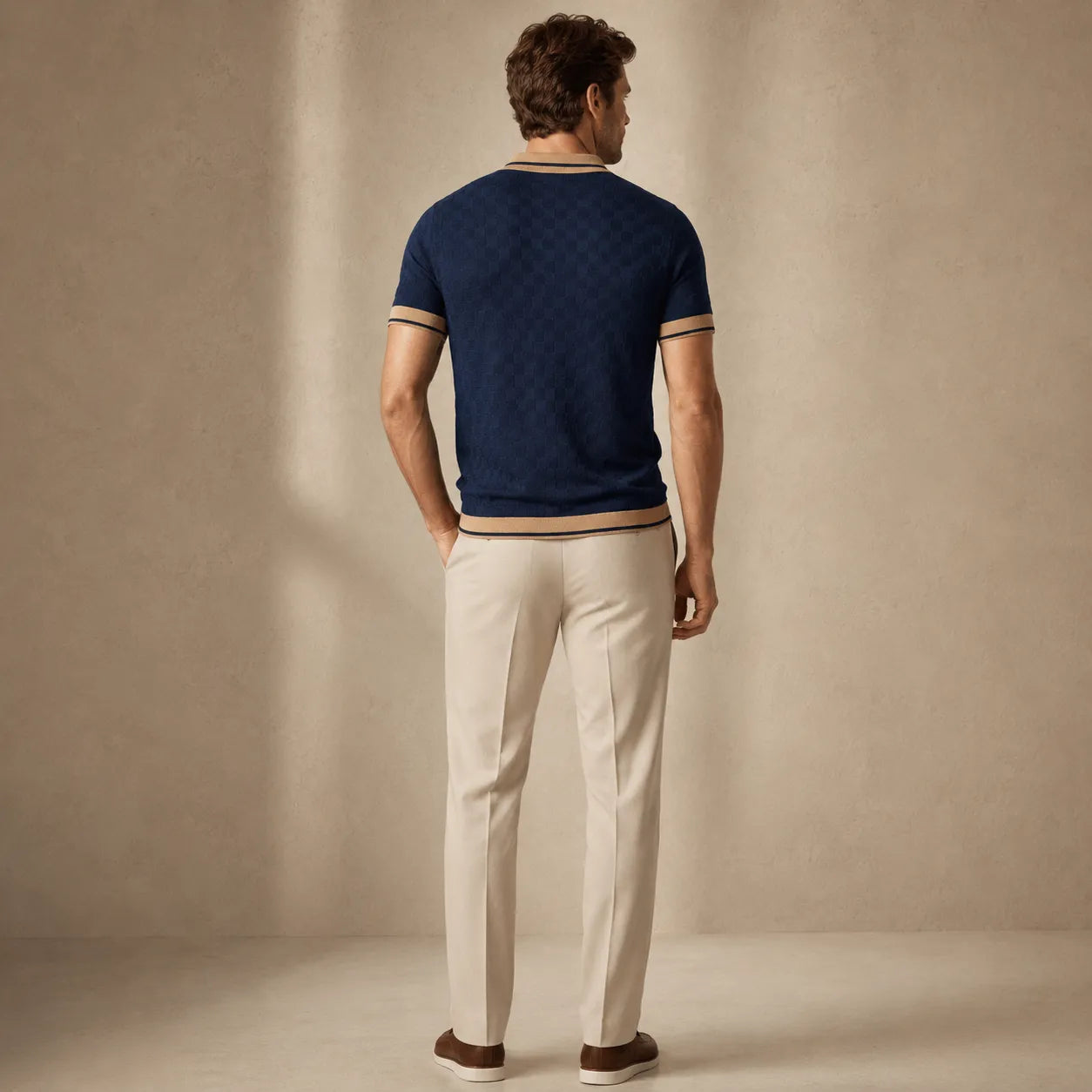 Navy - Men's Premium Flat Knit Polo T-Shirt