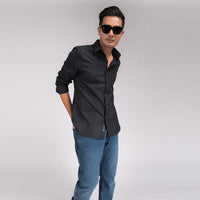 Black Green Printed Slim Fit Shirt