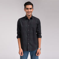 Black Green Printed Slim Fit Shirt