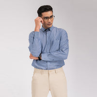 Bluish Grey Solid Regular Fit Shirt