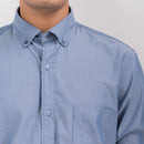 Bluish Grey Solid Regular Fit Shirt