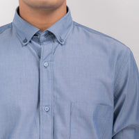 Bluish Grey Solid Regular Fit Shirt
