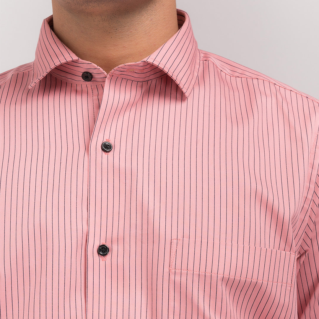 Peach Stripes Regular Fit Shirt