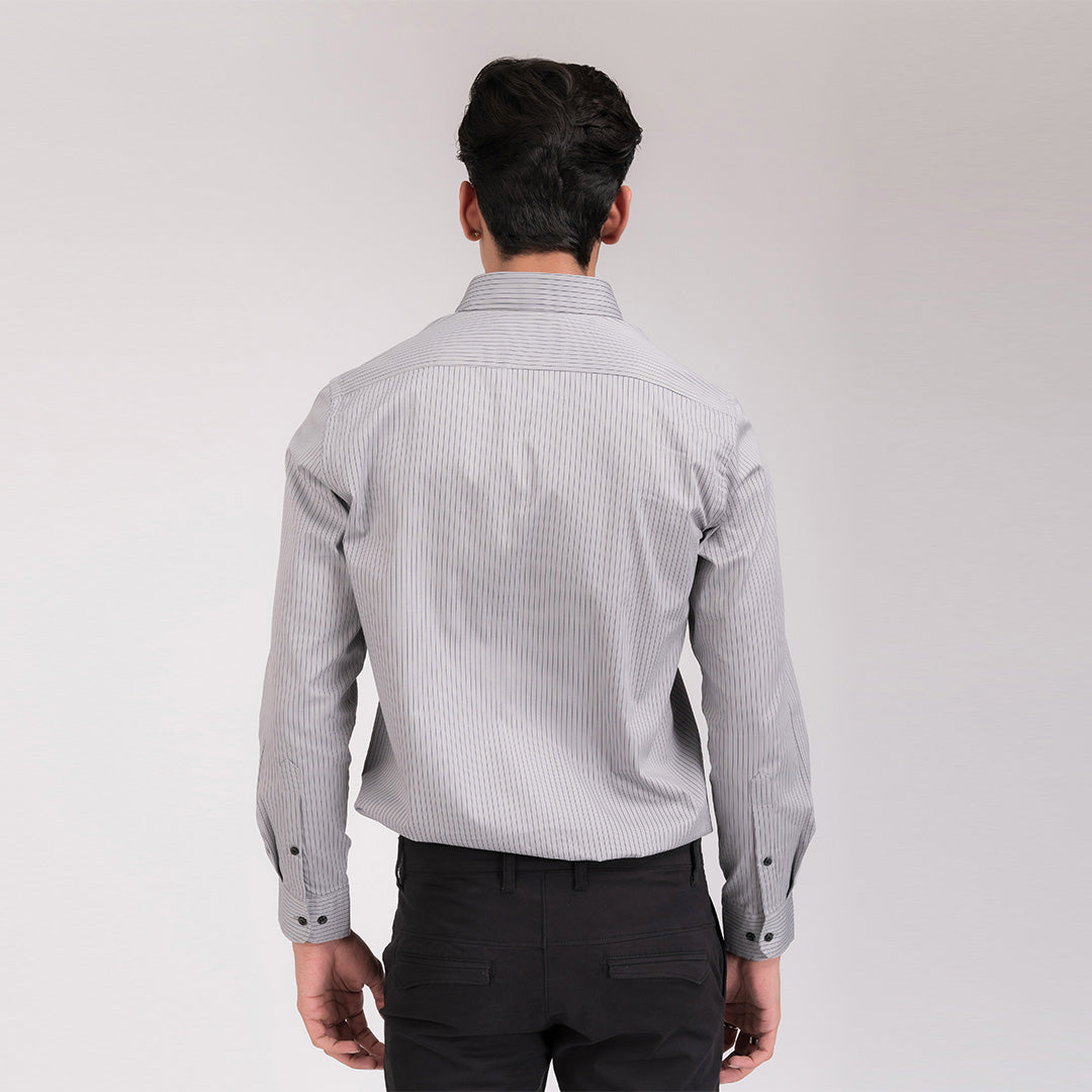 Grey Stripes Regular Fit Shirt