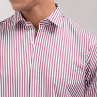 Redish Stripes Regular Fit Shirt