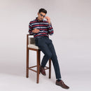 Navy Red Stripes Regular Fit Shirt