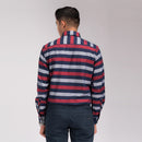 Navy Red Stripes Regular Fit Shirt