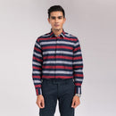Navy Red Stripes Regular Fit Shirt
