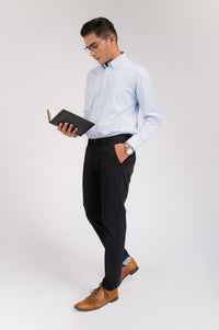 SOLID SATIN-LIGHT BLUE SHIRT