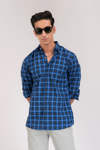 Checked Blue Regular Fit Shirt