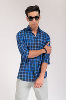 Checked Blue Regular Fit Shirt