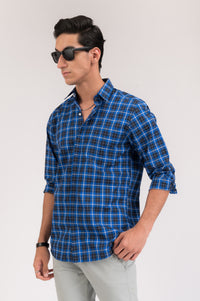 Checked Blue Regular Fit Shirt