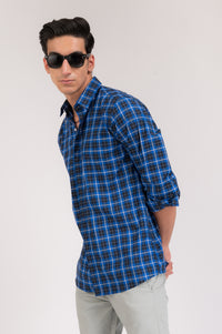 Checked Blue Regular Fit Shirt