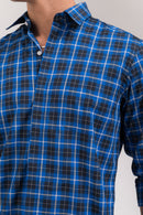 Checked Blue Regular Fit Shirt