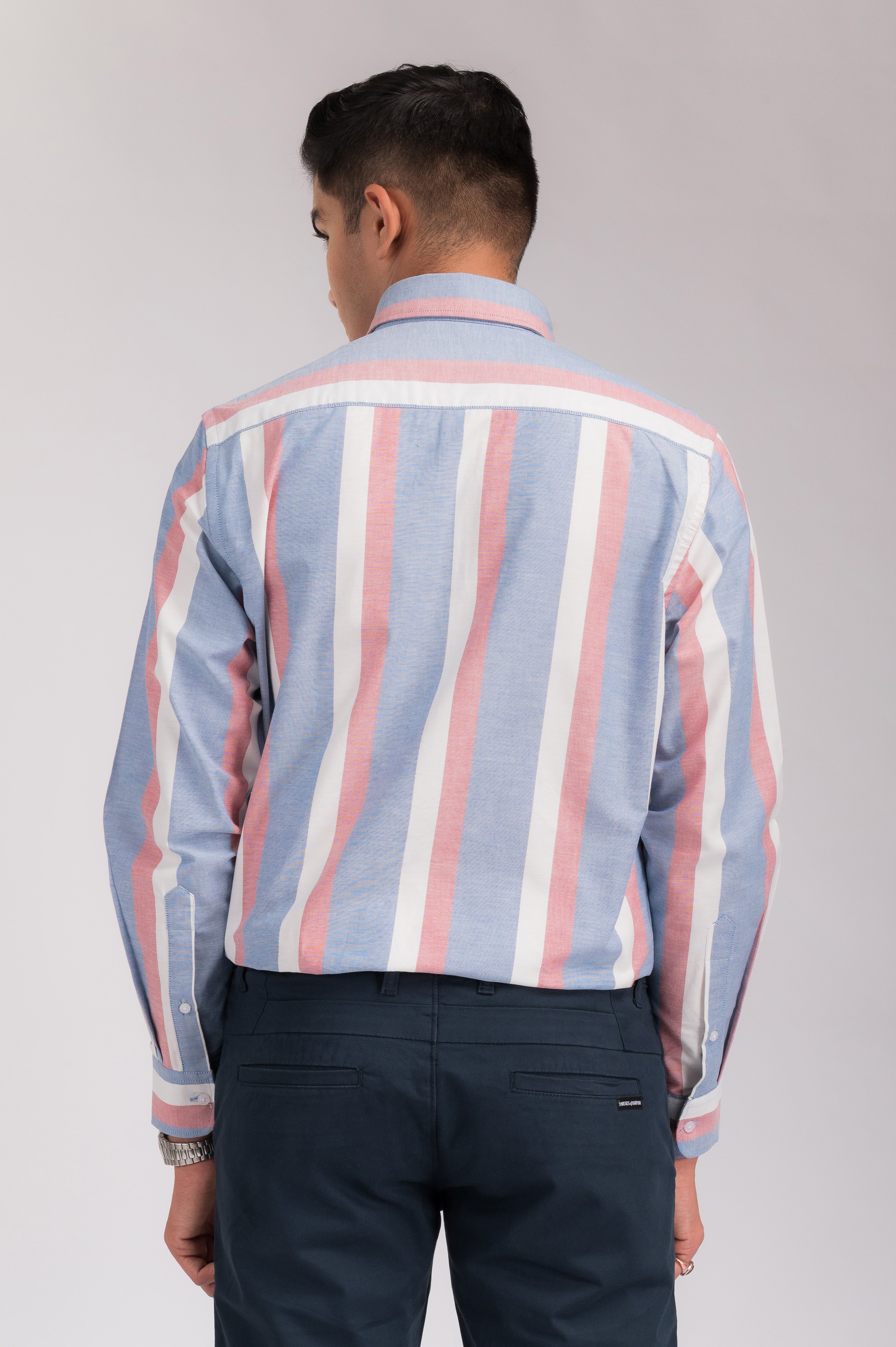 Blue & Red Stripes Regular Fit Shirt