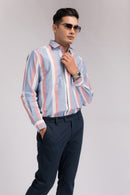 Blue & Red Stripes Regular Fit Shirt