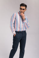 Blue & Red Stripes Regular Fit Shirt