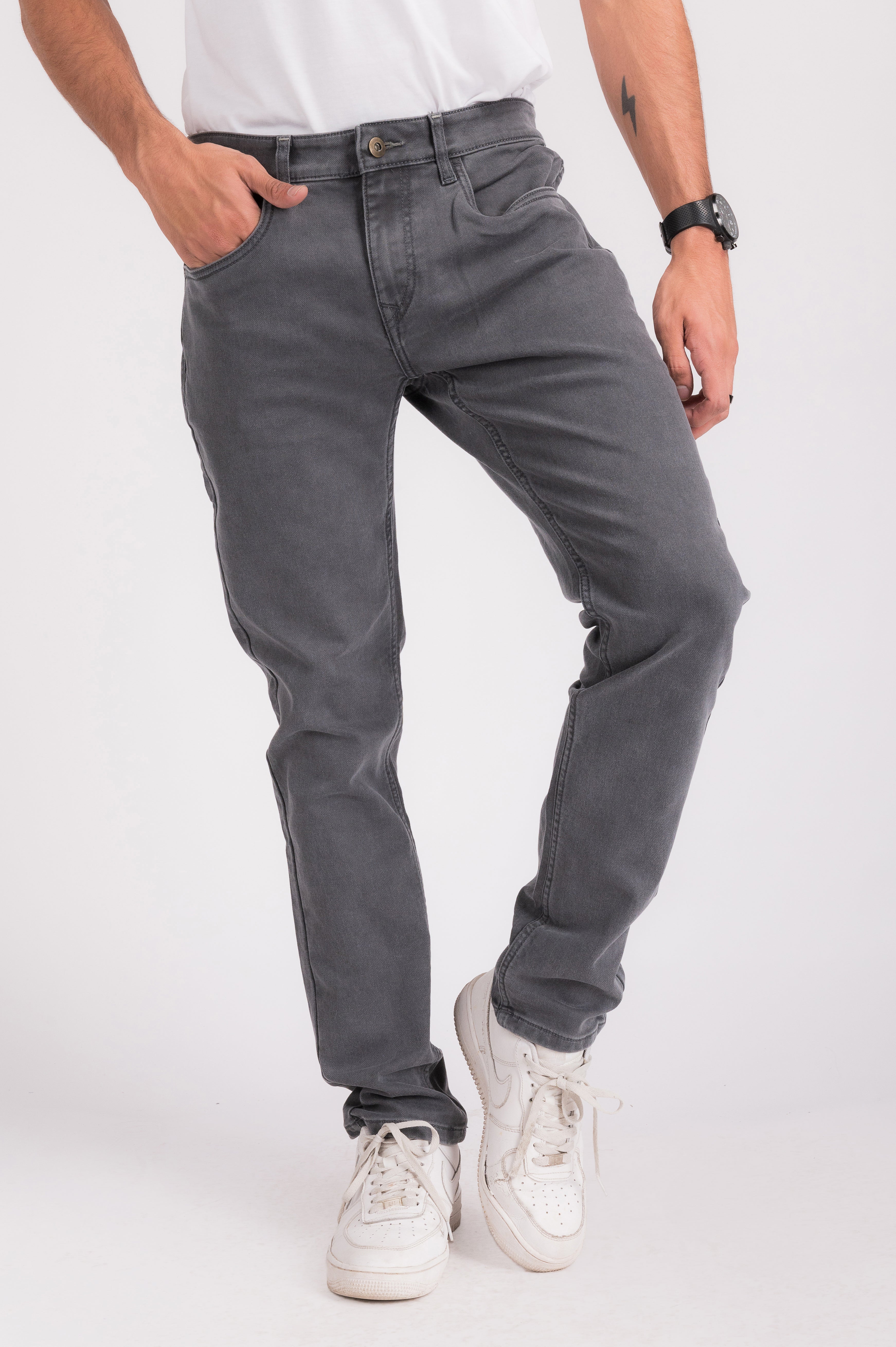 Grey Basic Regular Fit Denim