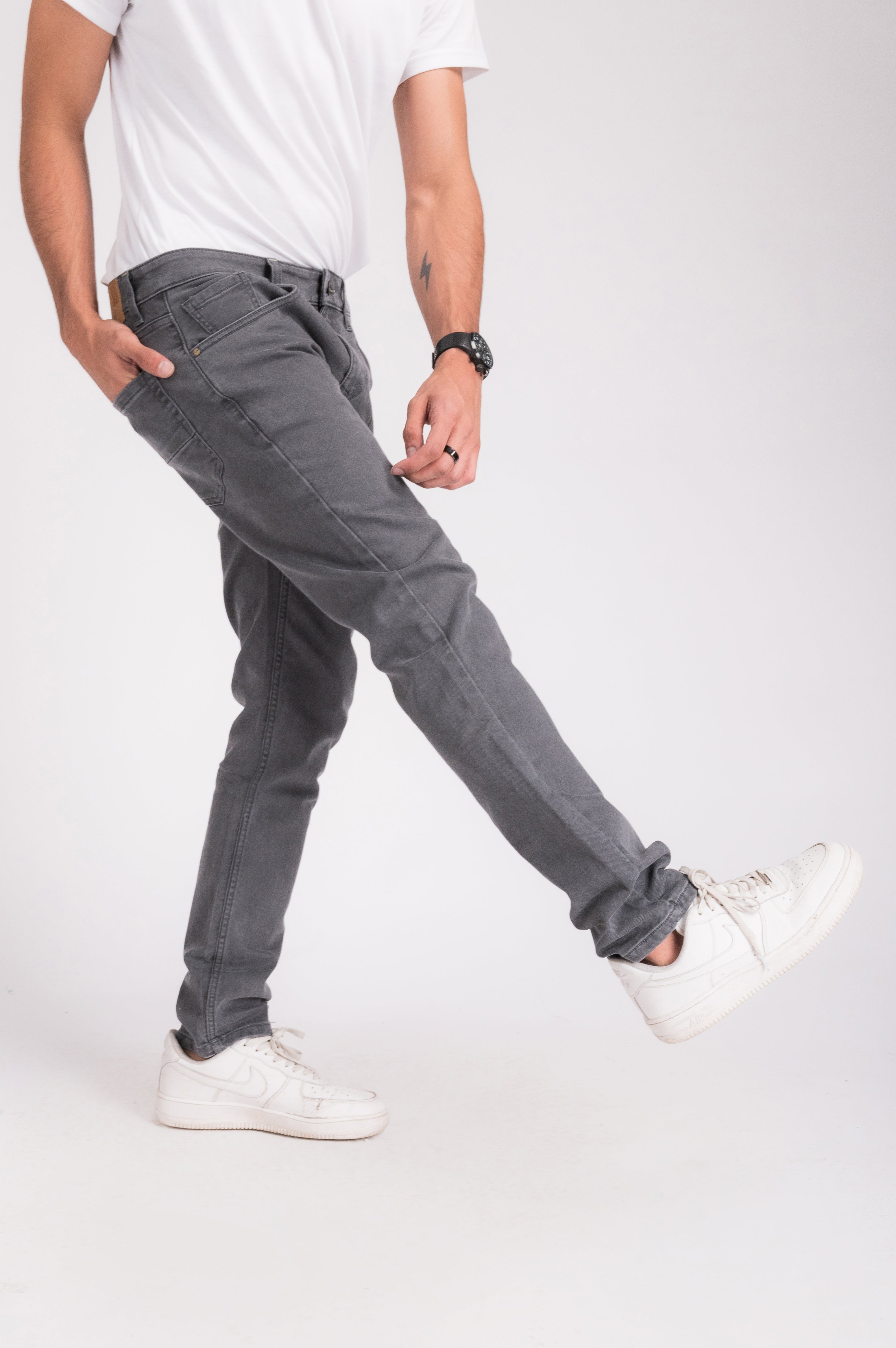 Grey Basic Regular Fit Denim