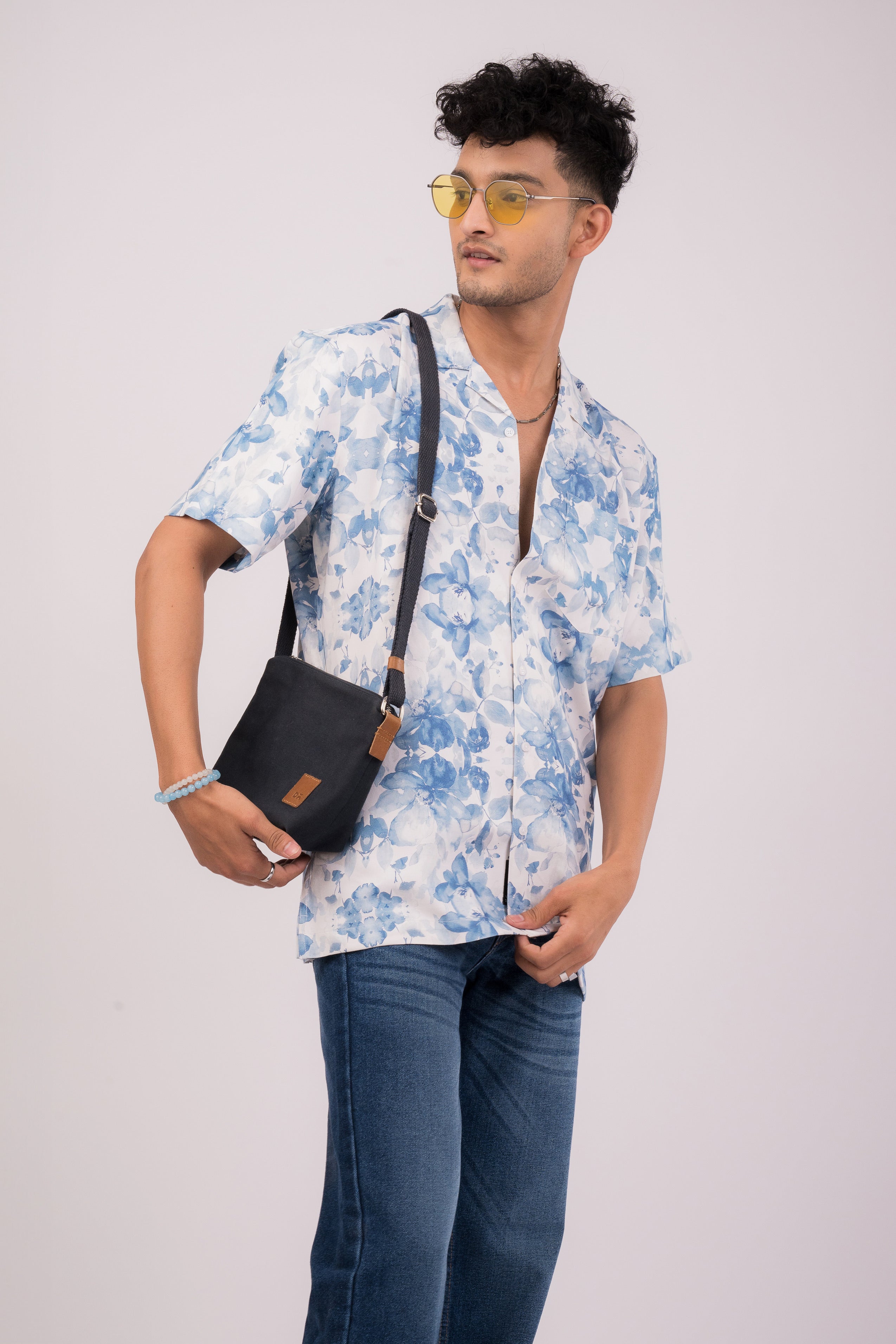 Blue Floral Casual Shirt