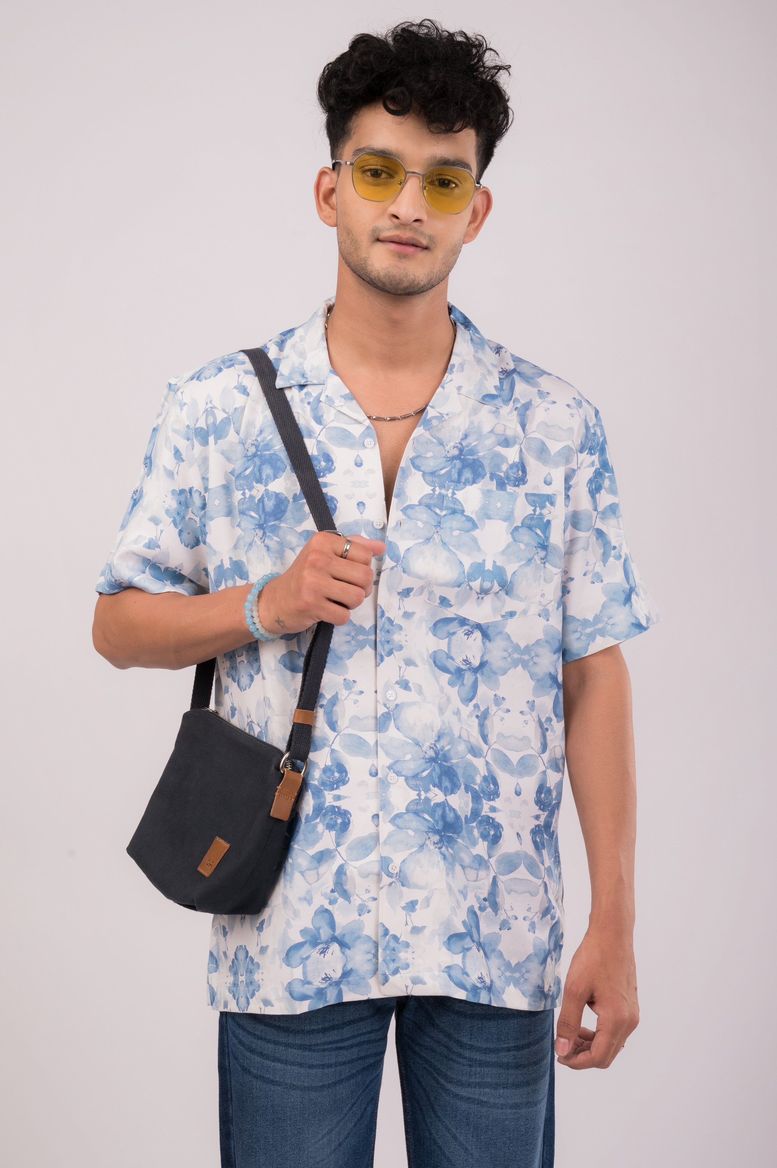 Blue Floral Casual Shirt