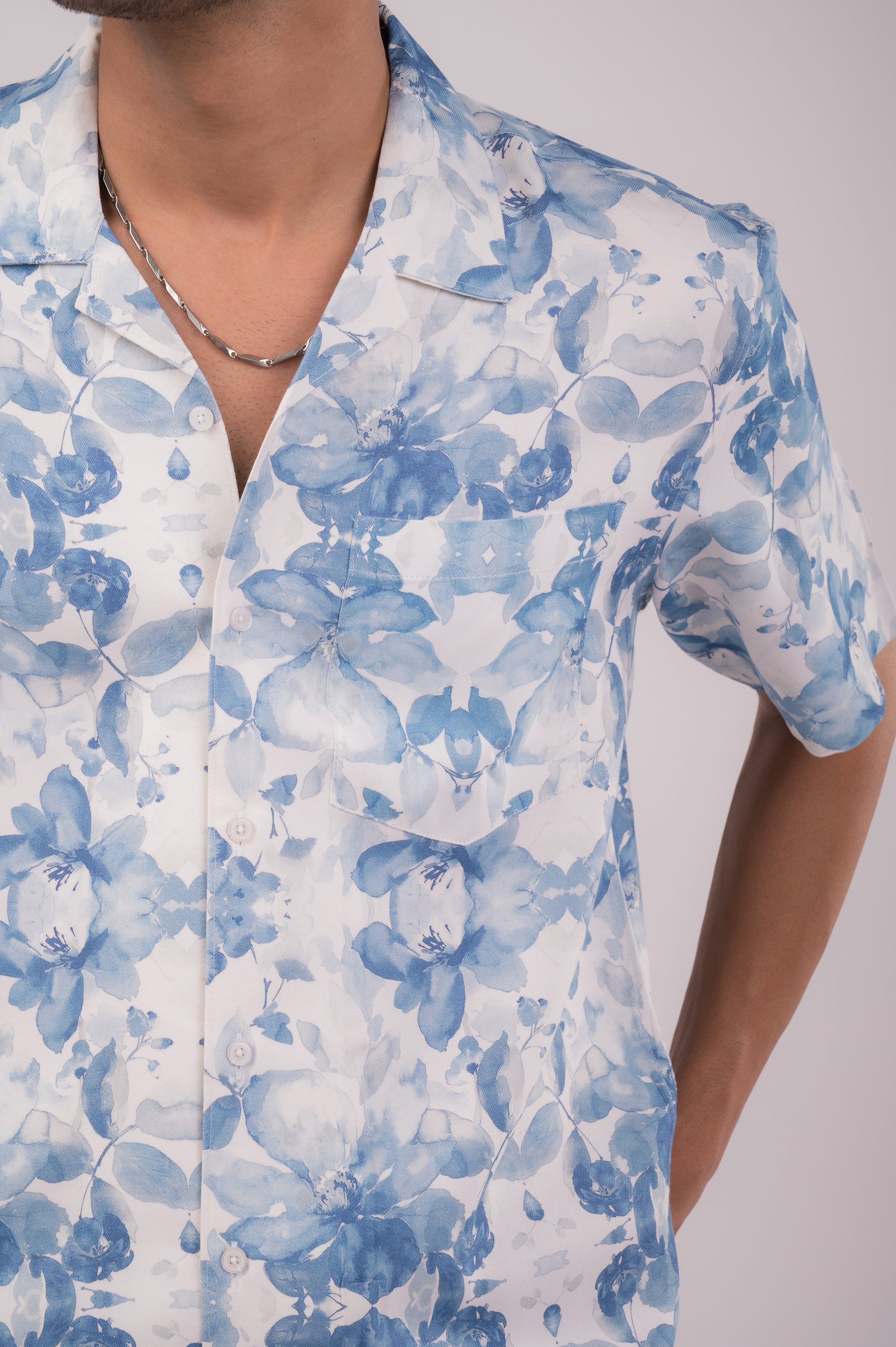 Blue Floral Casual Shirt