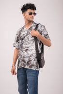 B&W Feather Print Slim Fit Shirt