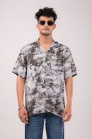 B&W Feather Print Slim Fit Shirt