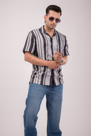 Black Grey Stripes Slim Fit Shirt