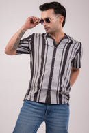 Black Grey Stripes Slim Fit Shirt