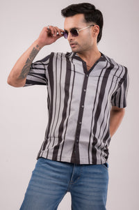 Black Grey Stripes Slim Fit Shirt