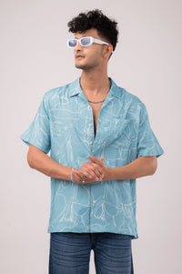 Sea Green Floral Slim Fit SHIRT