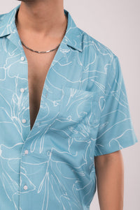 Sea Green Floral Slim Fit SHIRT