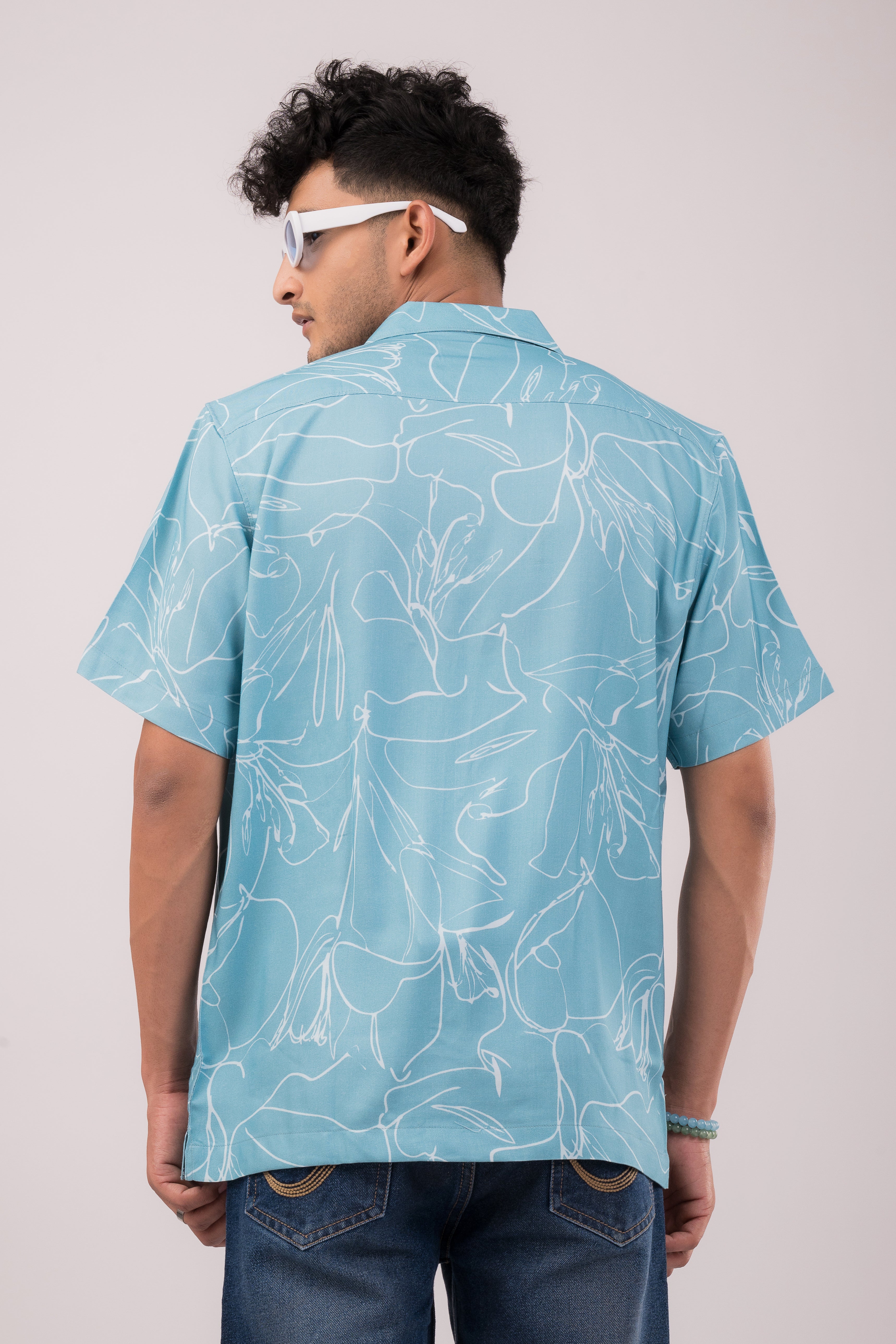 Sea Green Floral Slim Fit SHIRT