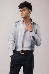 White Blue Stripes Slim Fit Shirt