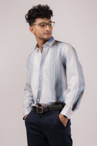 White Blue Stripes Slim Fit Shirt