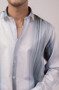 White Blue Stripes Slim Fit Shirt