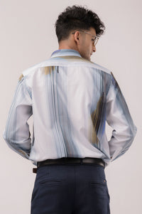 White Blue Stripes Slim Fit Shirt