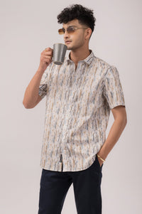 Geo Print Yellow Slim Fit Shirt