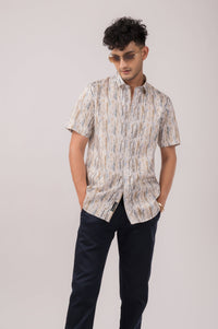 Geo Print Yellow Slim Fit Shirt