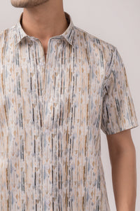 Geo Print Yellow Slim Fit Shirt