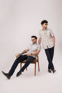 Geo Print Grey Slim Shirt