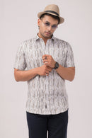 Geo Print Grey Slim Shirt