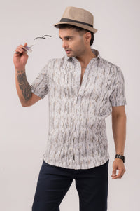 Geo Print Grey Slim Shirt