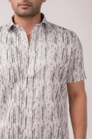 Geo Print Grey Slim Shirt