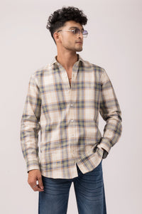 Crème Checks Slim Fit Shirt