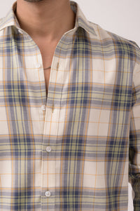 Crème Checks Slim Fit Shirt