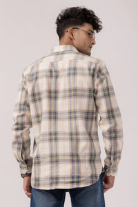 Crème Checks Slim Fit Shirt