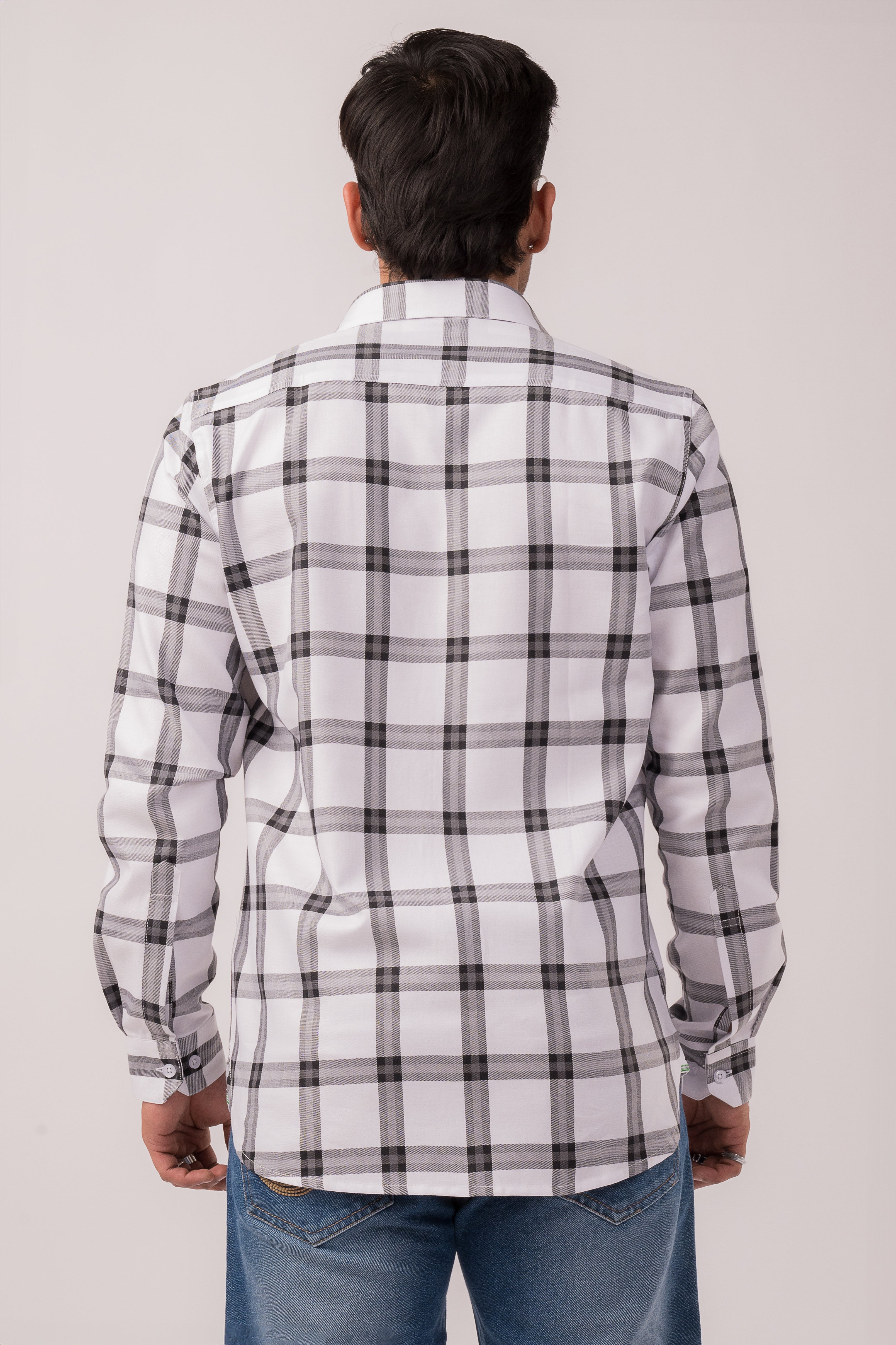 White Checks Slim Fit Shirt