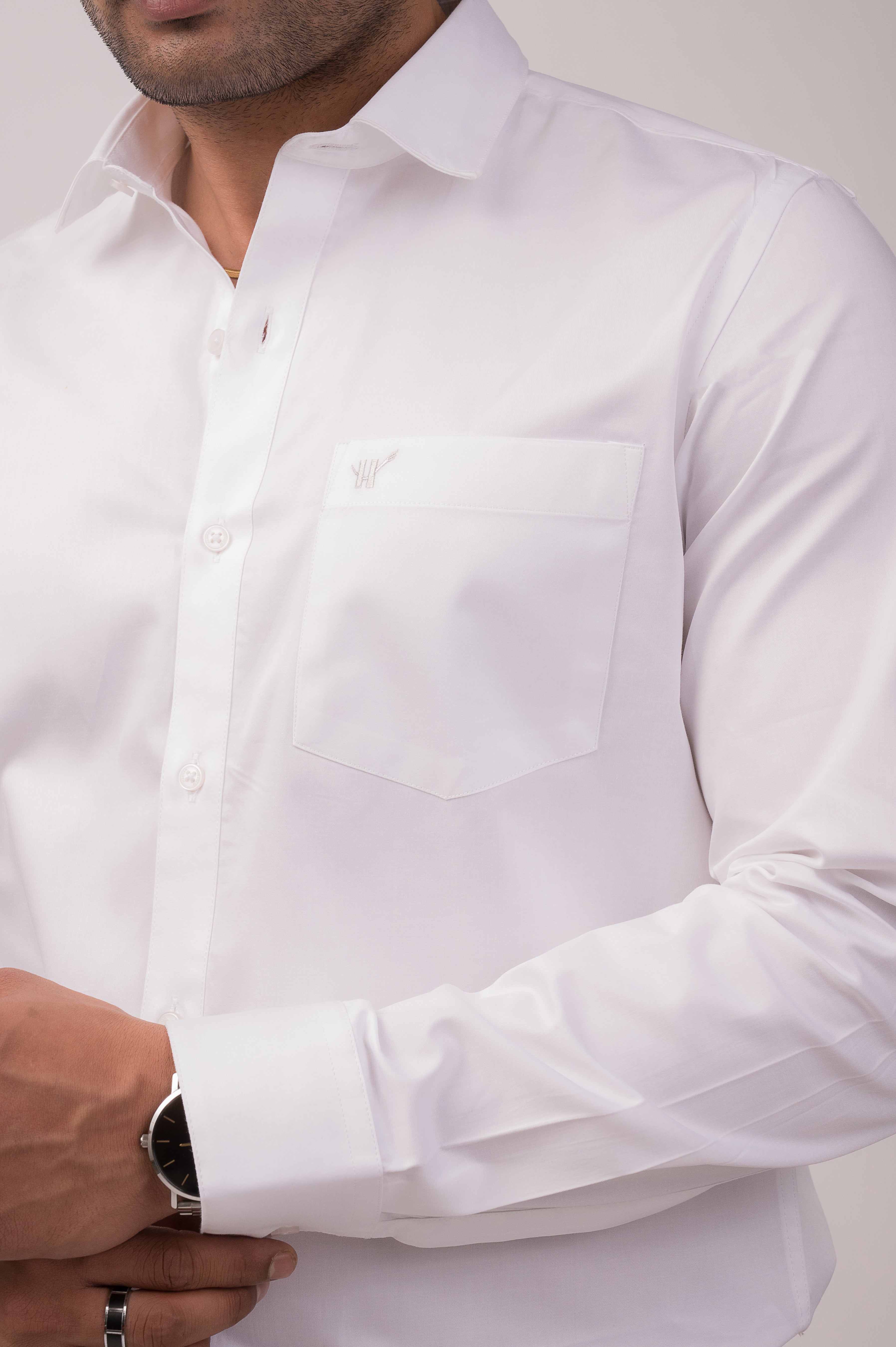 White Satin Slim Fit Shirt